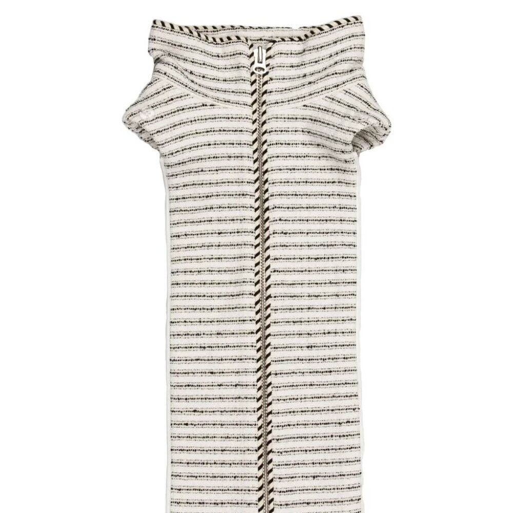 Veronica Beard | Striped Tweed Dickey Jacket Insert | Cream and Black | One Size